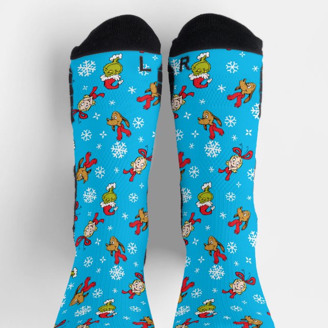 Grinch, Max & Cindy-Lou Who Snowlfake Pattern Socks (Top)