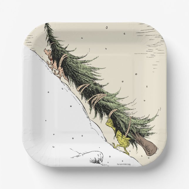Grinch & Max Return the Christmas Tree Paper Plates (Front)