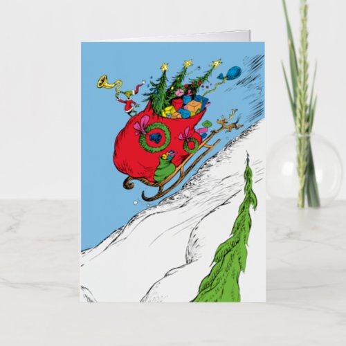 Grinch  Max Runaway Sleigh Foil Greeting Card