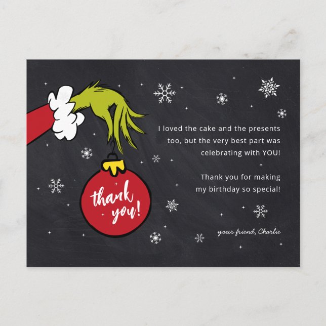 Grinch Mean One Birthday Thank You Postcard (Front)