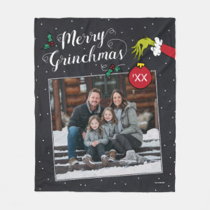 Grinch Merry Grinchmas Family Photo Christmas Flee Fleece Blanket