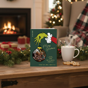 Grinch Merry Grinchmas Family Photo Christmas Foil Holiday Card