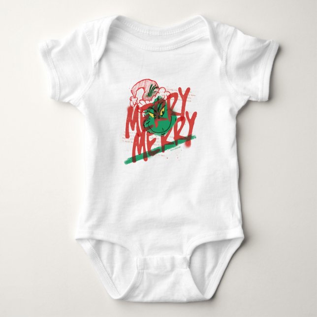 Grinch | Merry Merry Grunge Graphic Baby Bodysuit (Front)