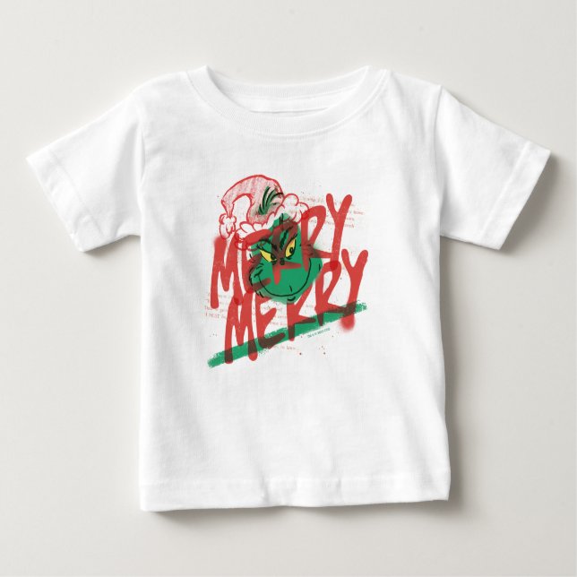 Grinch | Merry Merry Grunge Graphic Baby T-Shirt (Front)