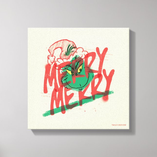 Grinch | Merry Merry Grunge Graphic Canvas Print (Front)