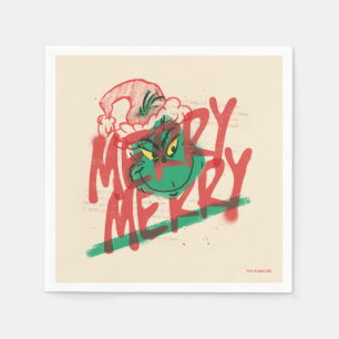 Grinch Merry Merry Grunge Graphic Napkins