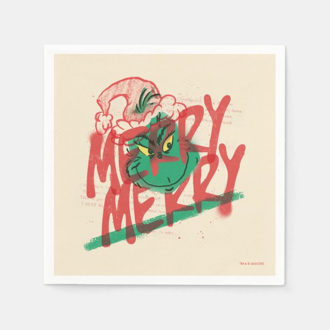 Grinch | Merry Merry Grunge Graphic Napkins (Front)