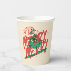 Grinch   Merry Merry Grunge Graphic Paper Cups