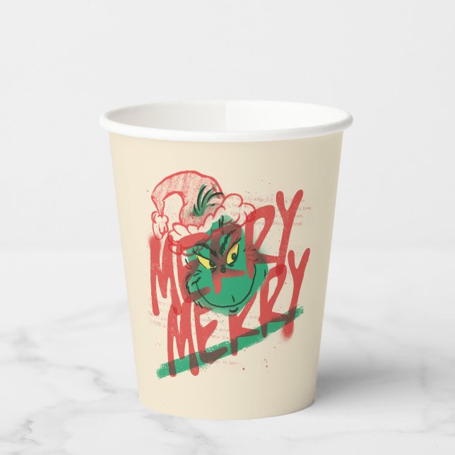Grinch | Merry Merry Grunge Graphic Paper Cups (Left)