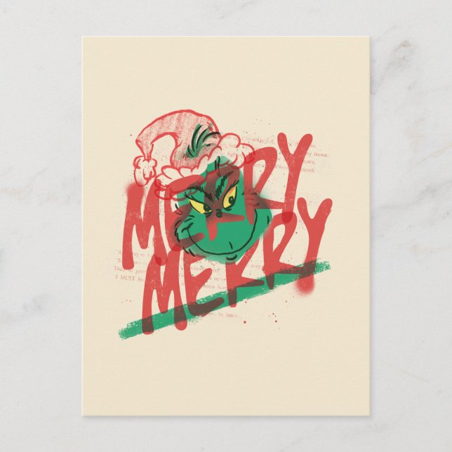Grinch | Merry Merry Grunge Graphic Postcard (Front)