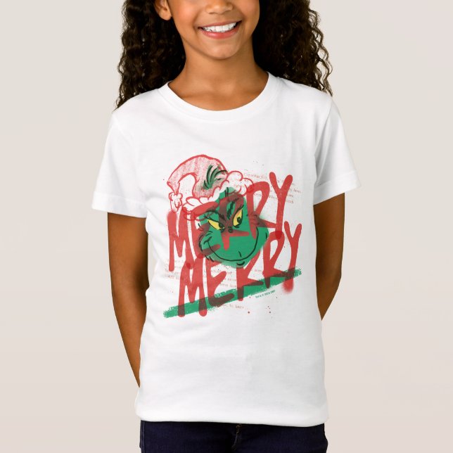 Grinch | Merry Merry Grunge Graphic T-Shirt (Front)