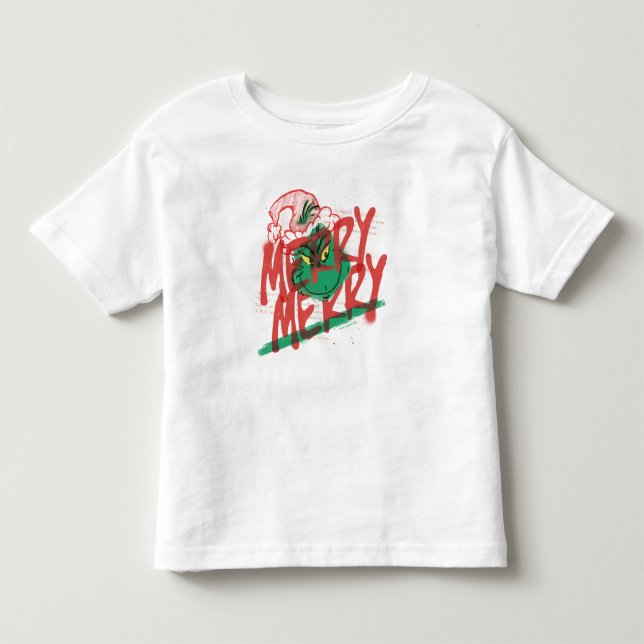 Grinch | Merry Merry Grunge Graphic Toddler T-shirt (Front)