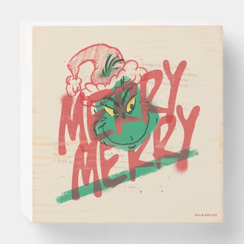 Grinch  Merry Merry Grunge Graphic Wooden Box Sign