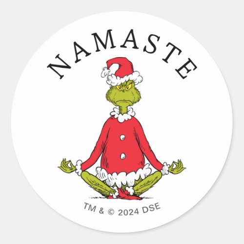Grinch  Namaste Santa Claus Classic Round Sticker