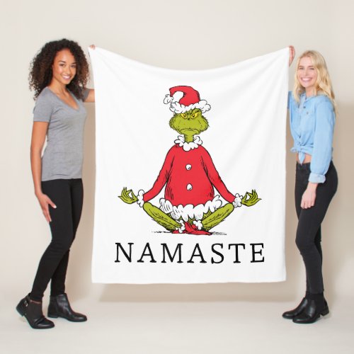 Grinch  Namaste Santa Claus Fleece Blanket