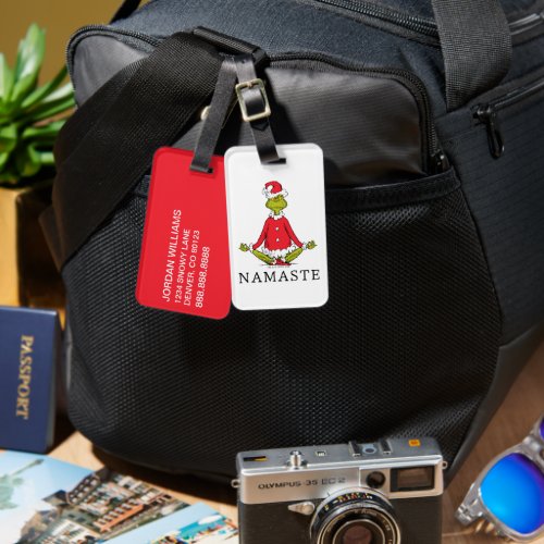 Grinch  Namaste Santa Claus Luggage Tag