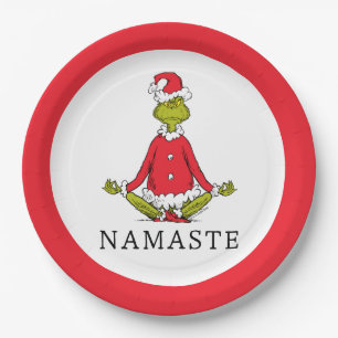 Grinch   Namaste Santa Claus Paper Plates