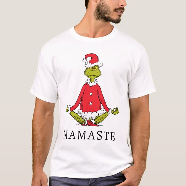 Grinch | Namaste Santa Claus T-Shirt (Front)