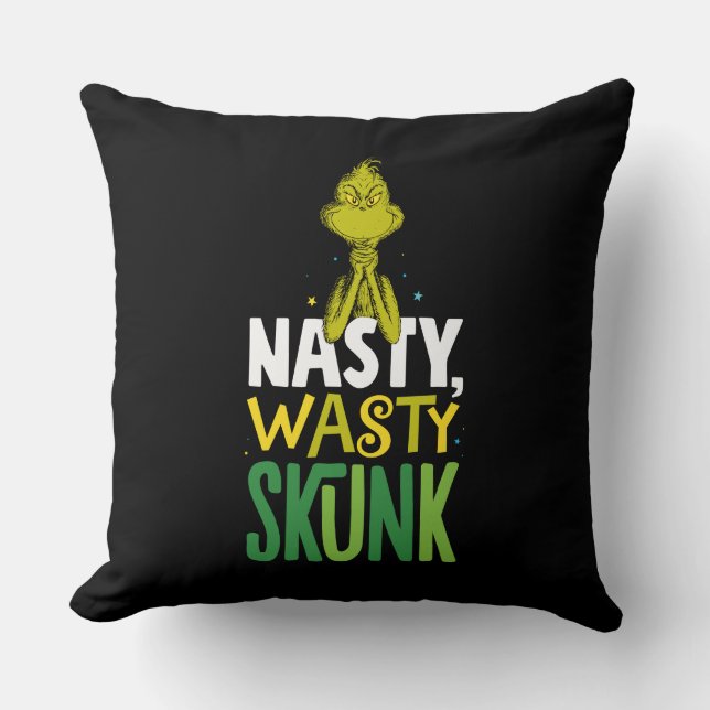 Grinch | Nasty Wasty Skunk Throw Pillow (Front)