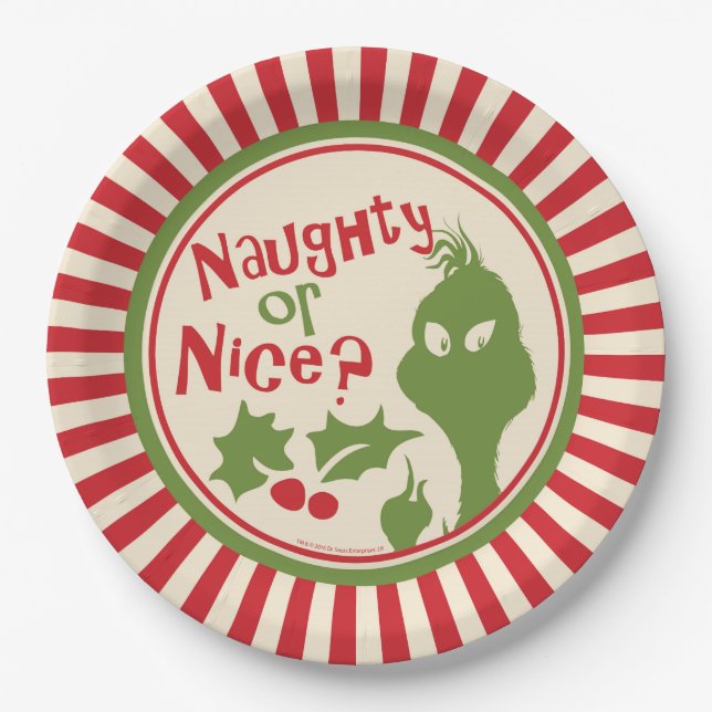 Grinch | Naughty or Nice Paper Plates (Front)
