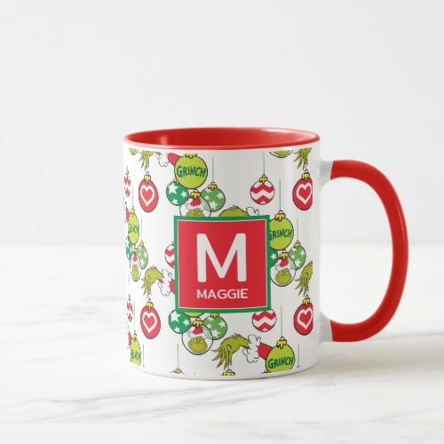Grinch Ornament  Add Your Name  Initial Mug