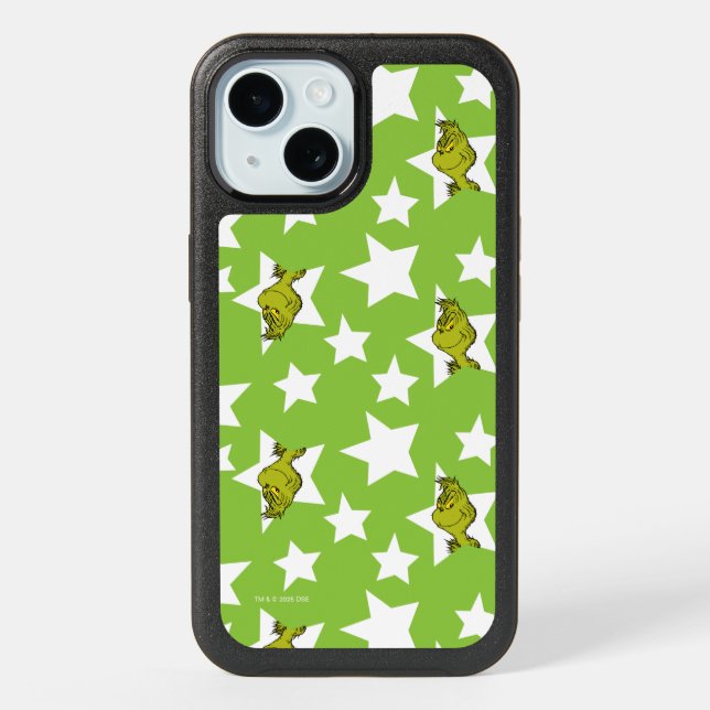 Grinch Peeking Star Pattern iPhone 15 Case (Back)
