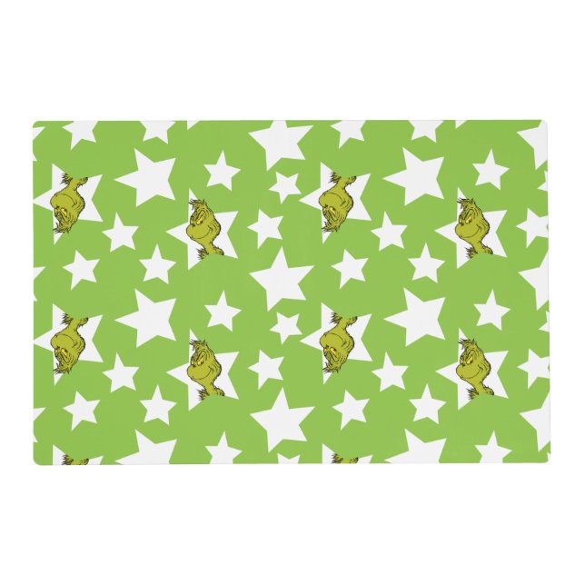 Grinch Peeking Star Pattern Placemat (Front)