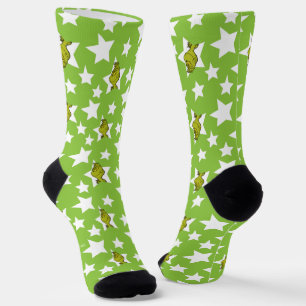 Grinch Peeking Star Pattern Socks