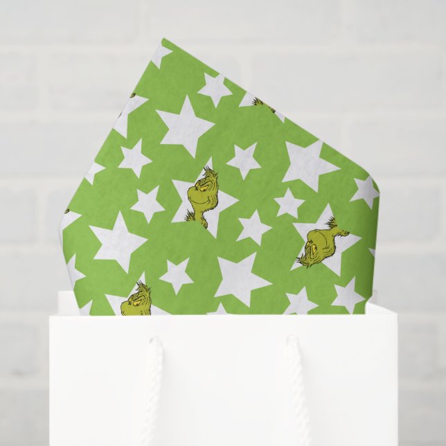 Grinch Peeking Star Pattern Tissue Paper (Gift Bag)