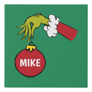 Grinch Personalized Ornament Faux Canvas Print