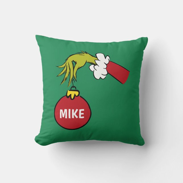 Grinch | Personalized Ornament Throw Pillow (Front)