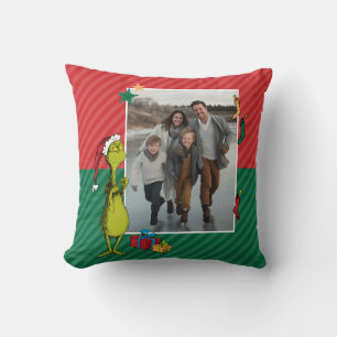 Grinch Personalized Photo Throw Pillow