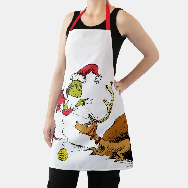 Grinch Prepares Max the Reindeer Apron (Insitu)