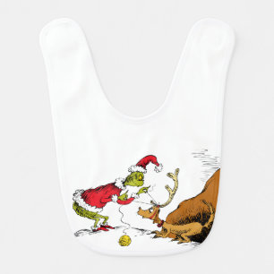Grinch Prepares Max the Reindeer Baby Bib