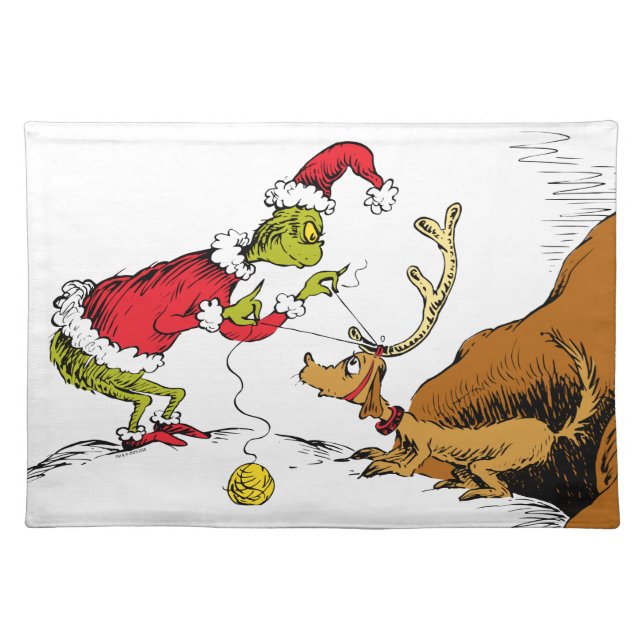 Grinch Prepares Max the Reindeer Cloth Placemat (Front)
