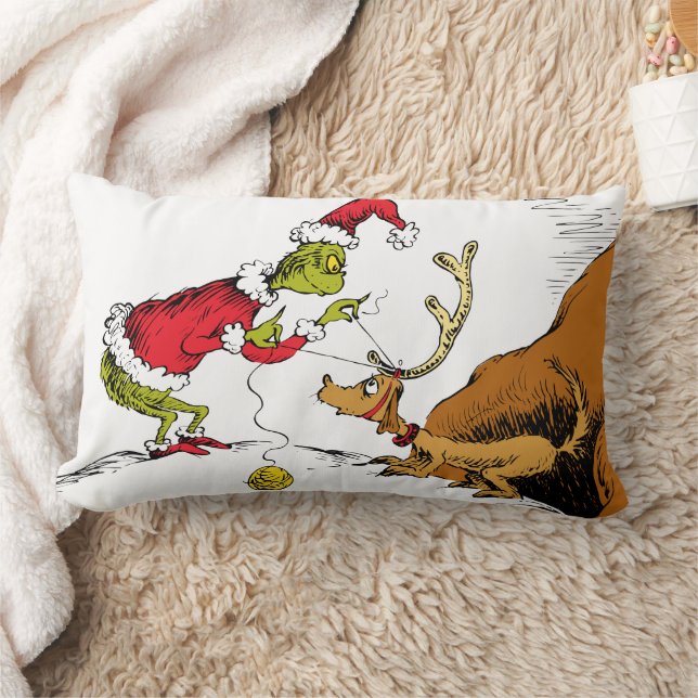 Grinch Prepares Max the Reindeer Lumbar Pillow (Blanket)