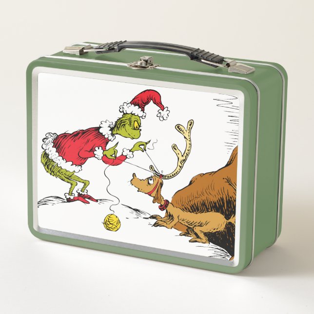 Grinch Prepares Max the Reindeer Metal Lunch Box (Front)
