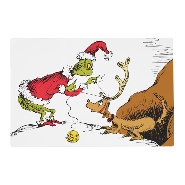 Grinch Prepares Max the Reindeer Placemat (Front)