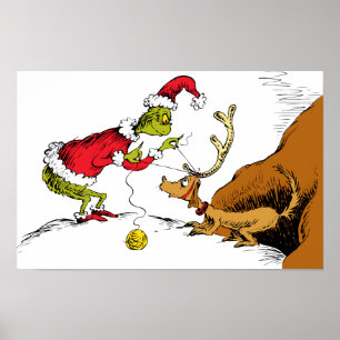 Grinch Prepares Max the Reindeer Poster