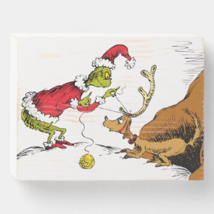 Grinch Prepares Max the Reindeer Wooden Box Sign