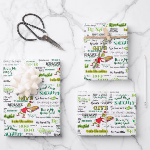 Grinch Quote Pattern Wrapping Paper Sheets