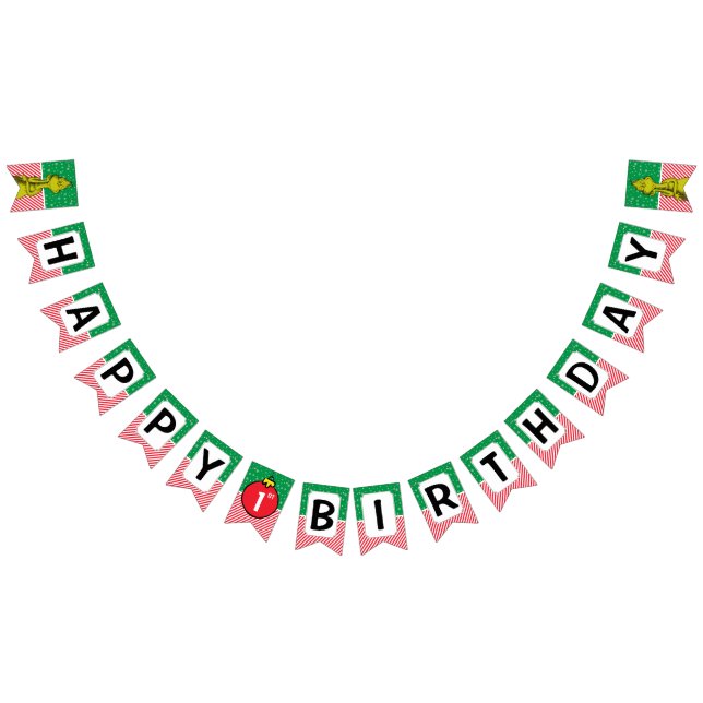 Grinch Red and Green Snowflake Birthday Bunting Flags (All)