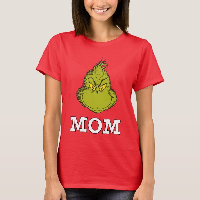 Grinch Red and Green Snowflake Birthday Mom T-Shirt (Front)
