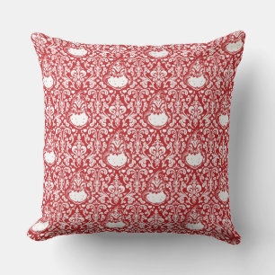 Grinch Red Damask Pattern Throw Pillow