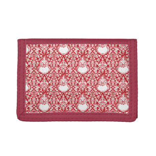Grinch Red Damask Pattern Trifold Wallet