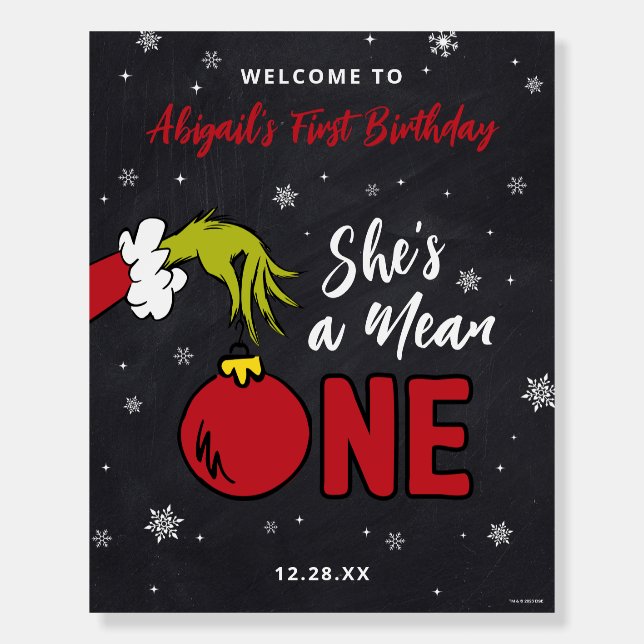 Grinch She's a Mean One 1st Birthday Foam Board (Front)