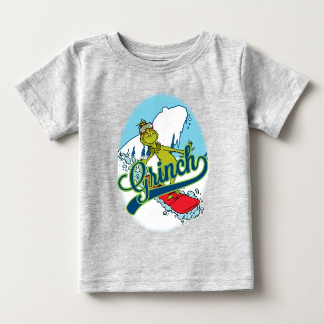 Grinch Snowboarding Baby T-Shirt (Front)
