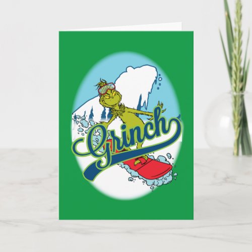 Grinch Snowboarding Card