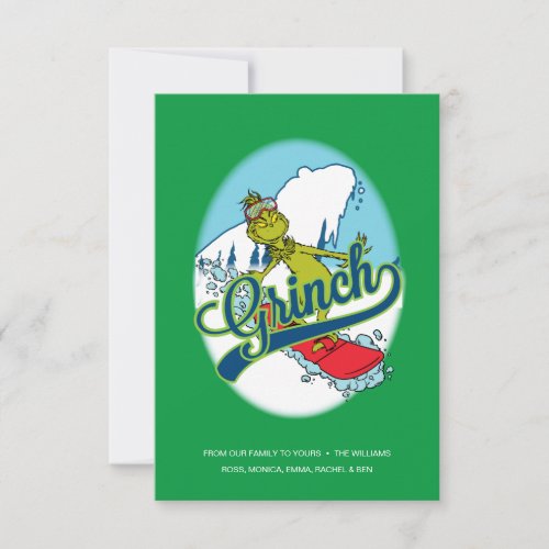 Grinch Snowboarding Card