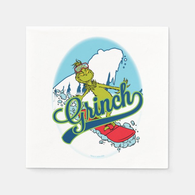 Grinch Snowboarding Napkins (Front)